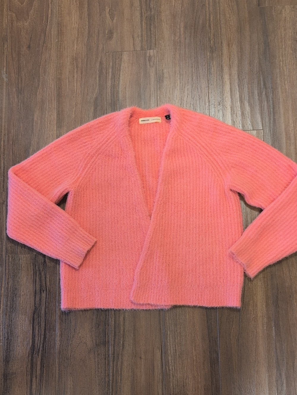 Sleeping On Snow Anthropologie Soft Fuzz Alpaca Open-Front Pink Cardigan Sweater